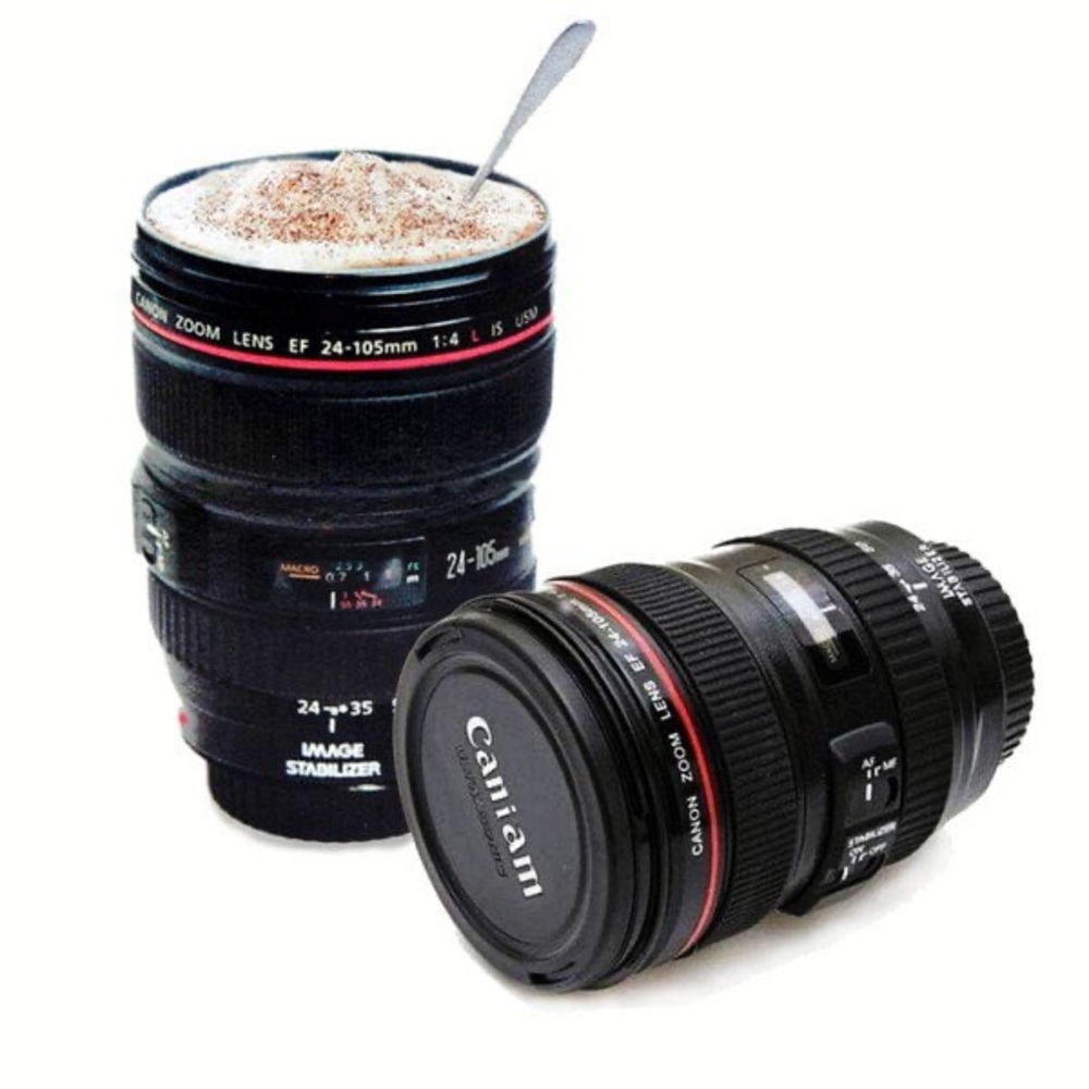 Black Camera Lens Travel Mug BNIB Cannon Design Photography Fan by Canium